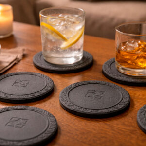 Soporte circular para vasos o velas - Modelo decorado <br>(6 unidades)