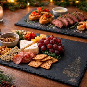 Bandejas de pizarra cerámica con grabado navideño